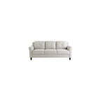 Pemberly Row Transitional 78.7" W Solid Hardwood Frame Sofa with Elegant Tufted Back Cushions in Beige Premium Fabric Upholstery