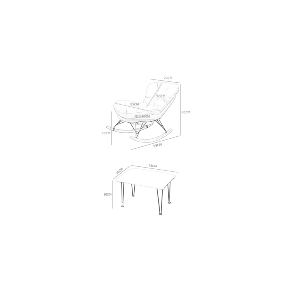 LSLYTQ Rocking Chair Tech Cloth Accent Chairs Upholstered Rocking Chair Relax Lounge Leisure Chair Sofa Chairs for Bedroom Office Sitting