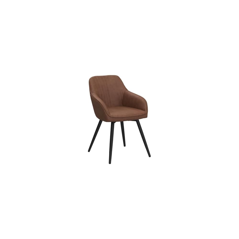 annjoe Faux Leather Accent Arm Chairs for Living Room Leisures/ Upholstered Chair with Metal Legs Set of 2 for Home Kitchen Office Bistro Cafe, Brown