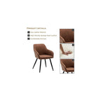 annjoe Faux Leather Accent Arm Chairs for Living Room Leisures/ Upholstered Chair with Metal Legs Set of 2 for Home Kitchen Office Bistro Cafe, Brown