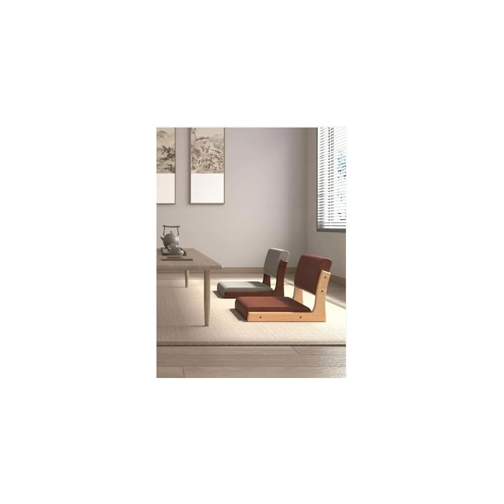 Living Room Legless Chair Floor Chair Wooden Fabric Cushion Back Support Lazy Shop Bedroom 45X48X36CM(Size:45X48X36CM,Color:C)