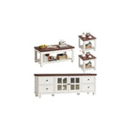 SAVOR LIFE Farmhouse TV Stand and Coffee Table Set 4 Piece, Black