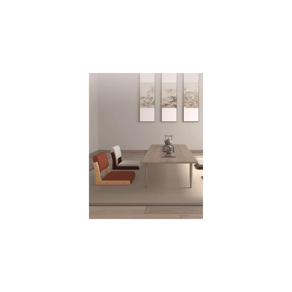 Living Room Legless Chair Floor Chair Wooden Fabric Cushion Back Support Lazy Shop Bedroom 45X48X36CM(Size:45X48X36CM,Color:C)