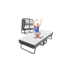 Folding Bed with Mattress, Portable Rollaway Bed for Adults - Foldable Cot Size Bed Frame with 5" Memory Foam Mattress and Storage Cover, Guest Day Bed with Metal Fold Up Bed on Wheels, 75"x31"