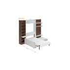 Twin Murphy Bed, with Storage Cabinet, Open Shelving & USB Port, White