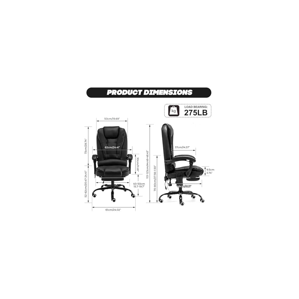 Ergonomic Massage Office Chair with 7-Point Vibration Faux Leather High Back Executive with Comfort Lumbar
