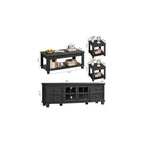 SAVOR LIFE Farmhouse TV Stand and Coffee Table Set 4 Piece, Black