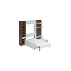 Twin Murphy Bed, with Storage Cabinet, Open Shelving & USB Port, White