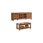 SAVOR LIFE Farmhouse TV Stand and Coffee Table Set 4 Piece, Black
