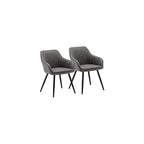 annjoe Faux Leather Accent Arm Chairs for Living Room Leisures/ Upholstered Chair with Metal Legs Set of 2 for Home Kitchen Office Bistro Cafe, Brown