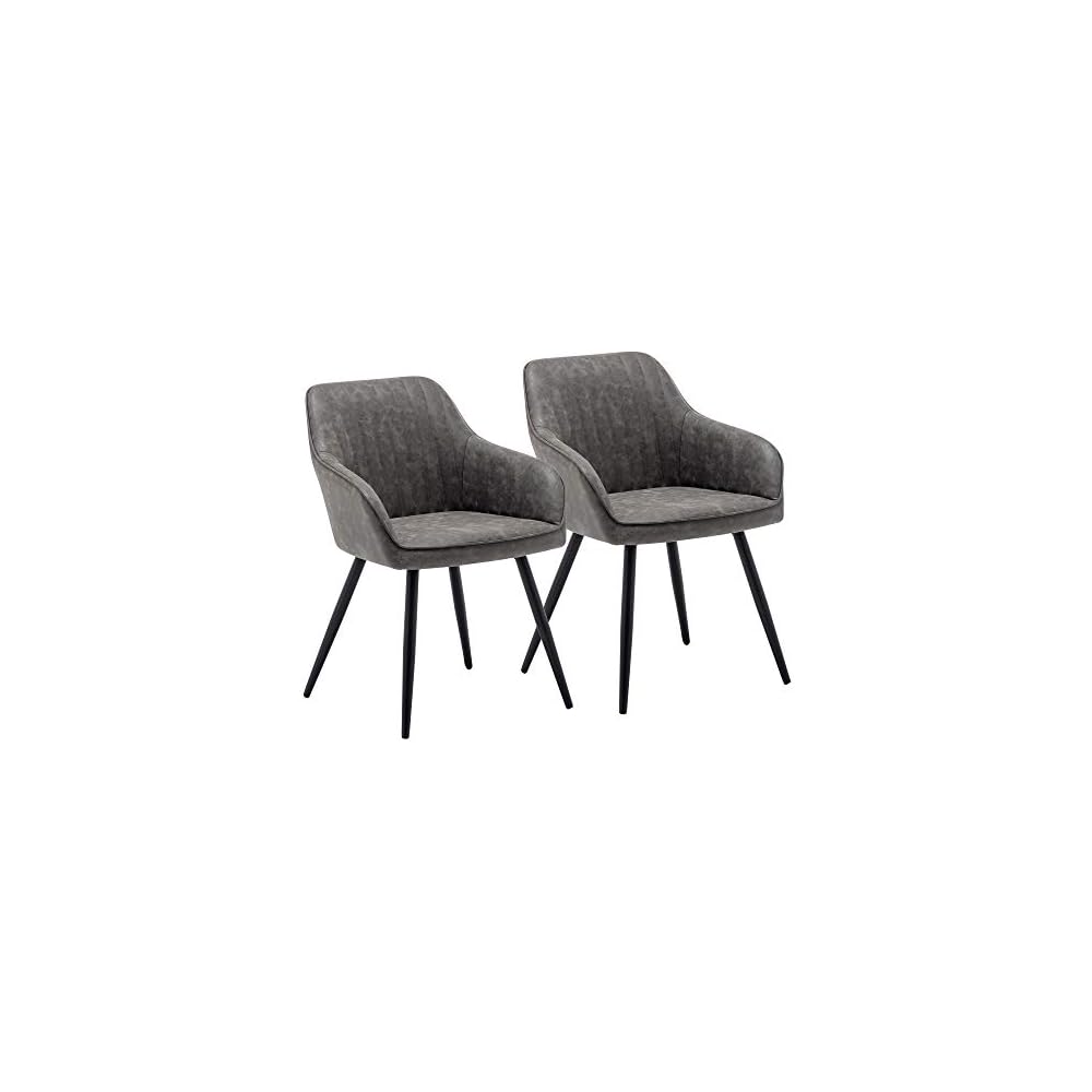 annjoe Faux Leather Accent Arm Chairs for Living Room Leisures/ Upholstered Chair with Metal Legs Set of 2 for Home Kitchen Office Bistro Cafe, Brown