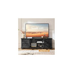 SAVOR LIFE Farmhouse TV Stand and Coffee Table Set 4 Piece, Black