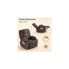 Rocker Recliner Chair with Massage and Heat, Nursery Rocking Chairs for Living Room, Comfy Relining Chair with Cup Holders, USB Charge Port, Side Pockets, Ergonomic Single Sofa, Brown
