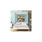 Merax Queen Size Murphy Bed Space-Saving Wooden Wall Bed with a Shelf for Guest Room,Home Office,Bedroom,White