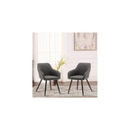 annjoe Faux Leather Accent Arm Chairs for Living Room Leisures/ Upholstered Chair with Metal Legs Set of 2 for Home Kitchen Office Bistro Cafe, Brown