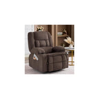 Rocker Recliner Chair with Massage and Heat, Nursery Rocking Chairs for Living Room, Comfy Relining Chair with Cup Holders, USB Charge Port, Side Pockets, Ergonomic Single Sofa, Brown
