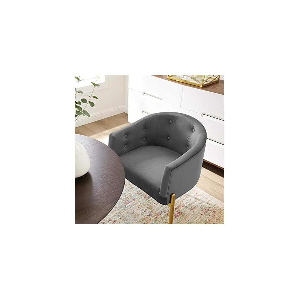Modway Savour Tufted Performance Velvet Accent Chair in Gray