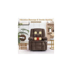 Rocker Recliner Chair with Massage and Heat, Nursery Rocking Chairs for Living Room, Comfy Relining Chair with Cup Holders, USB Charge Port, Side Pockets, Ergonomic Single Sofa, Brown