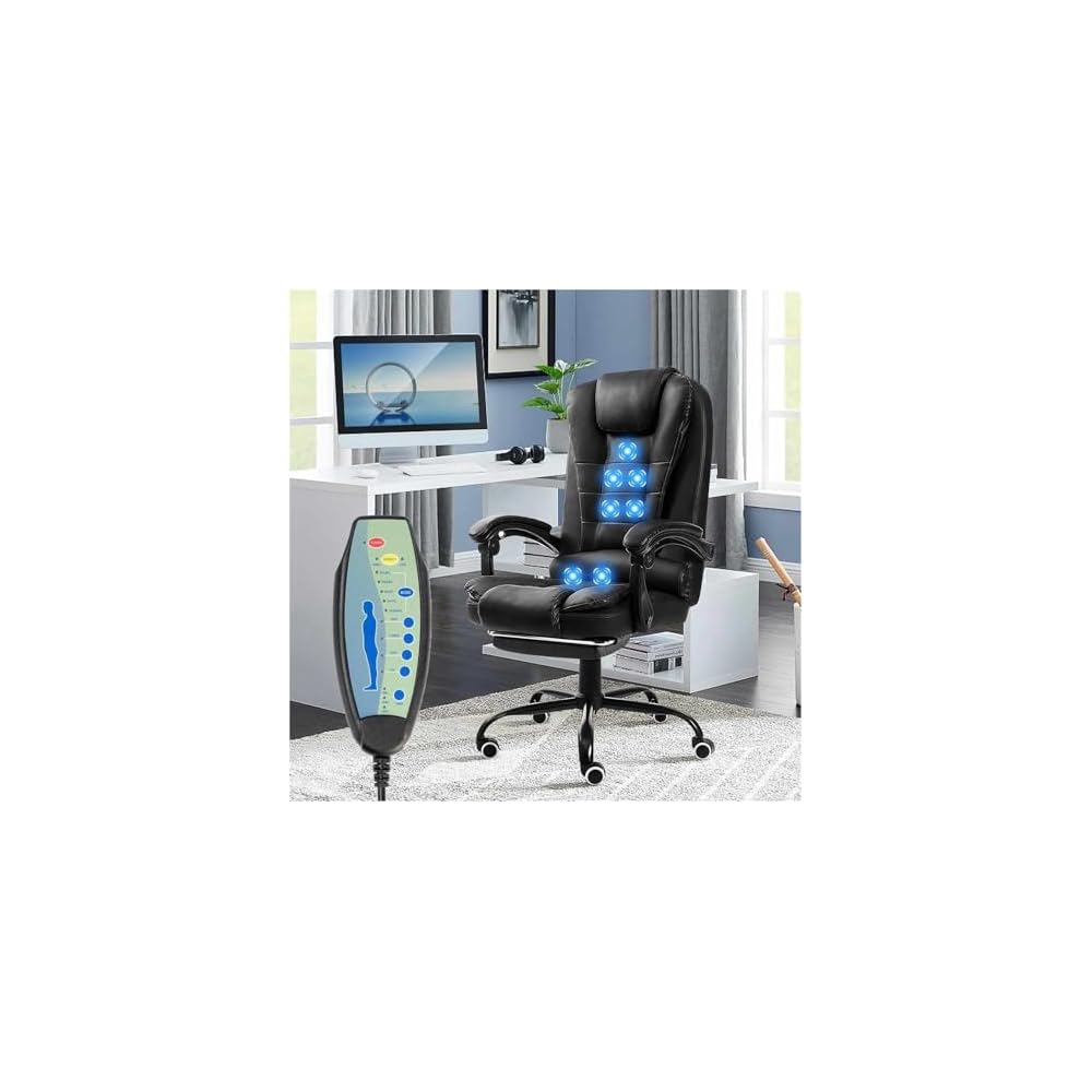 Ergonomic Massage Office Chair with 7-Point Vibration Faux Leather High Back Executive with Comfort Lumbar