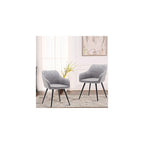 annjoe Faux Leather Accent Arm Chairs for Living Room Leisures/ Upholstered Chair with Metal Legs Set of 2 for Home Kitchen Office Bistro Cafe, Brown