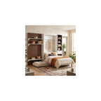 Twin Murphy Bed, with Storage Cabinet, Open Shelving & USB Port, White