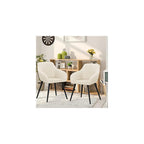 annjoe Faux Leather Accent Arm Chairs for Living Room Leisures/ Upholstered Chair with Metal Legs Set of 2 for Home Kitchen Office Bistro Cafe, Brown
