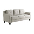 Pemberly Row Transitional 78.7" W Solid Hardwood Frame Sofa with Elegant Tufted Back Cushions in Beige Premium Fabric Upholstery