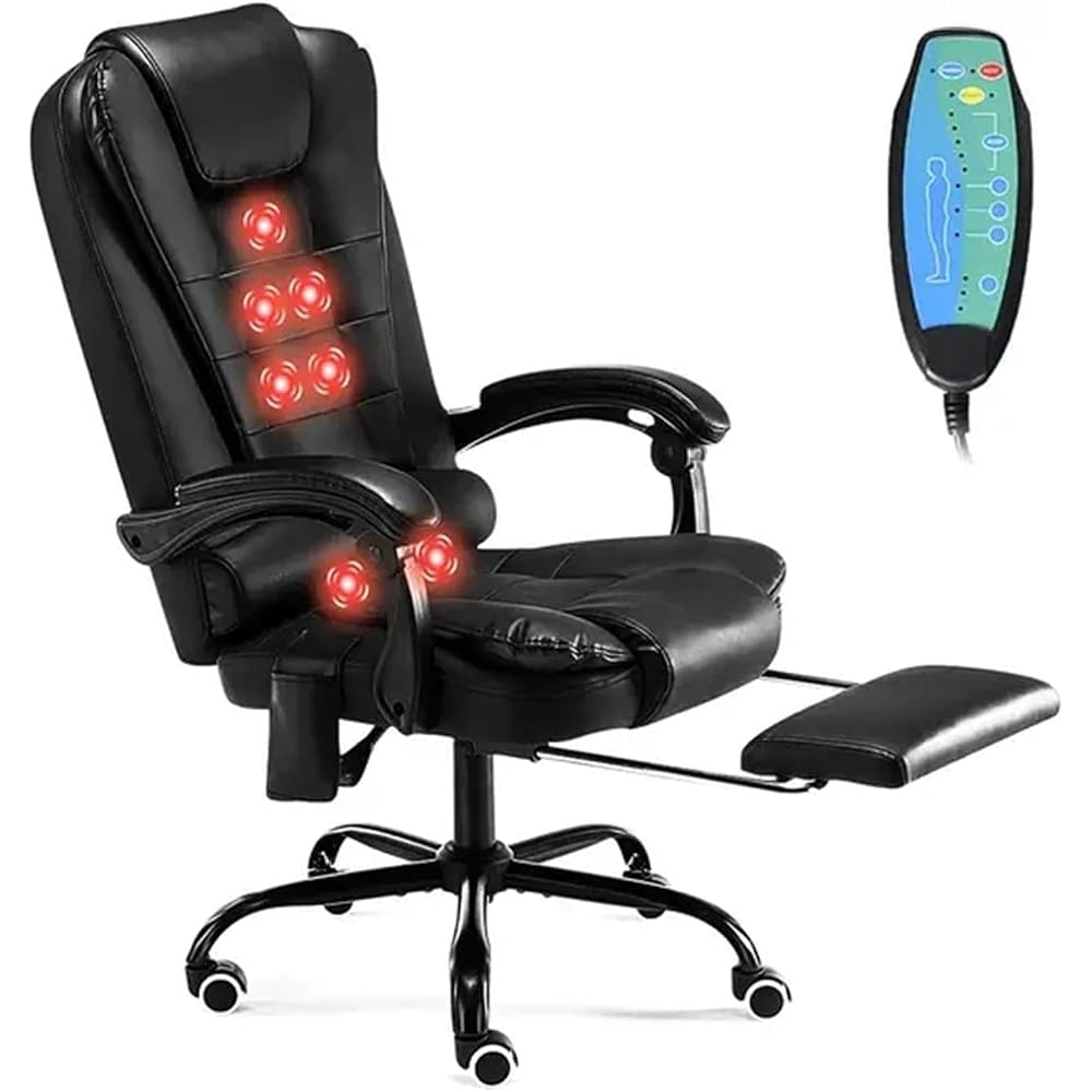 Ergonomic Massage Office Chair with 7-Point Vibration Faux Leather High Back Executive with Comfort Lumbar