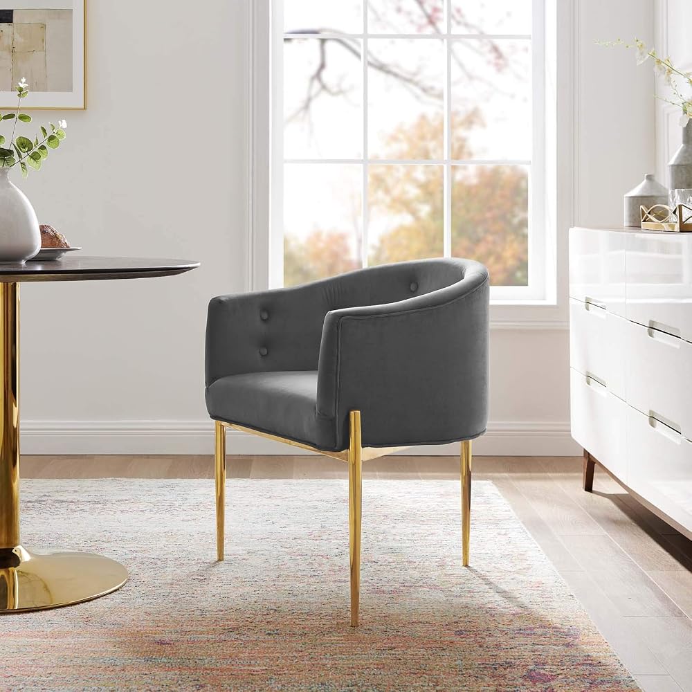Modway Savour Tufted Performance Velvet Accent Chair in Gray