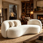 GEARIVY Cloud-Soft Cream Teddy Chenille Sofa Chair | Nordic-Style Portable Lounge Chair for Living Room, Bedroom & Balcony | High-Resilience Foam Cushion with Healing Whimsical Design.（White，82.68”）