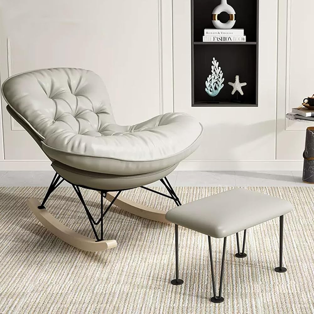 LSLYTQ Rocking Chair Tech Cloth Accent Chairs Upholstered Rocking Chair Relax Lounge Leisure Chair Sofa Chairs for Bedroom Office Sitting