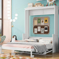 Merax Queen Size Murphy Bed Space-Saving Wooden Wall Bed with a Shelf for Guest Room,Home Office,Bedroom,White