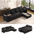 107.8'' Sleeper Sofa Bed, Recliner Pull Out Couches for Living Room, Black