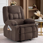 Rocker Recliner Chair with Massage and Heat, Nursery Rocking Chairs for Living Room, Comfy Relining Chair with Cup Holders, USB Charge Port, Side Pockets, Ergonomic Single Sofa, Brown