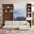 Twin Murphy Bed, with Storage Cabinet, Open Shelving & USB Port, White